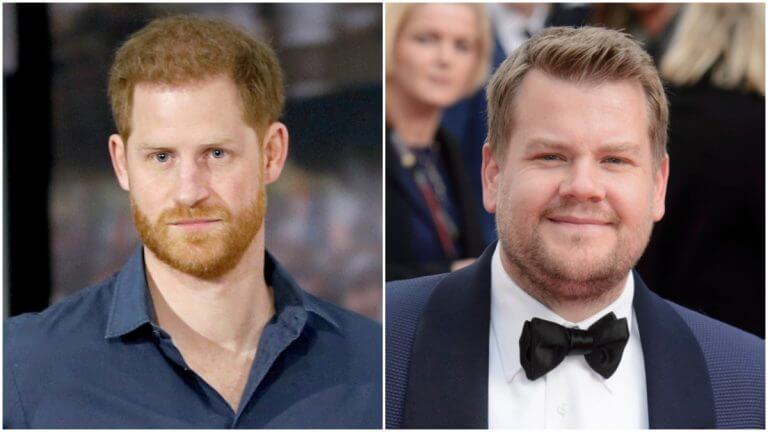 Prince Harry and James Corden on the red carpet