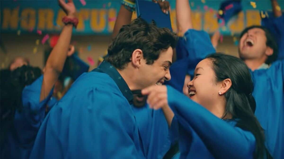 Image of Lara Jean and Peter from the To All the Boys: Always and Forever trailer.