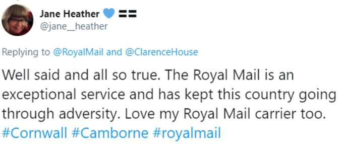 Twitter user writes that Royal Mail is exceptional