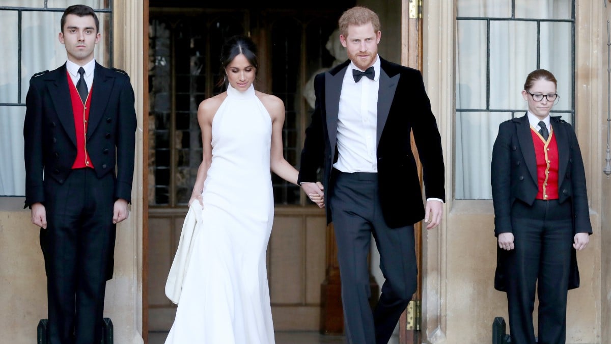 Prince Harry and Meghan Markle just after being wed