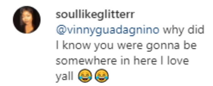 A fan knew Vinny would have a funny comment on the post 