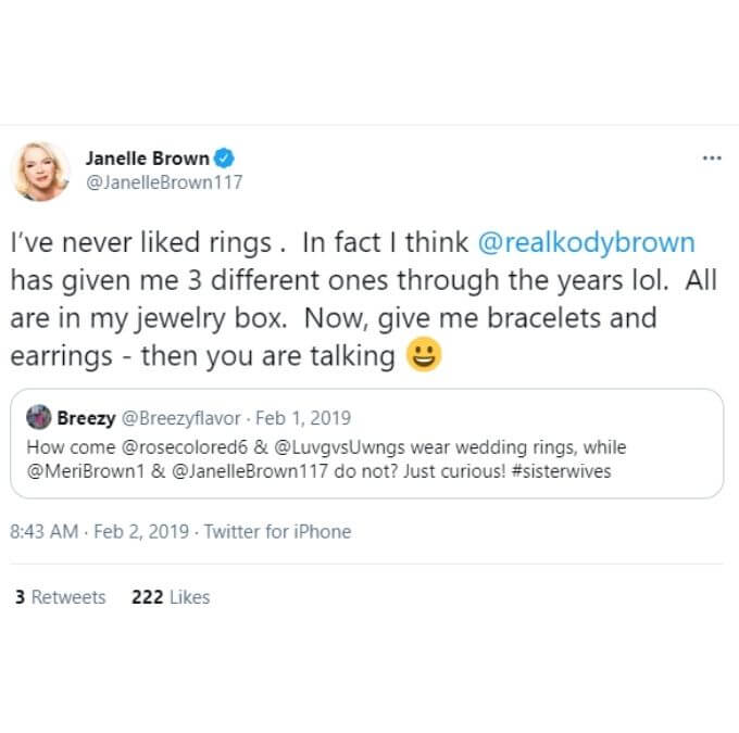 Janelle Brown of Sister Wives on Twitter
