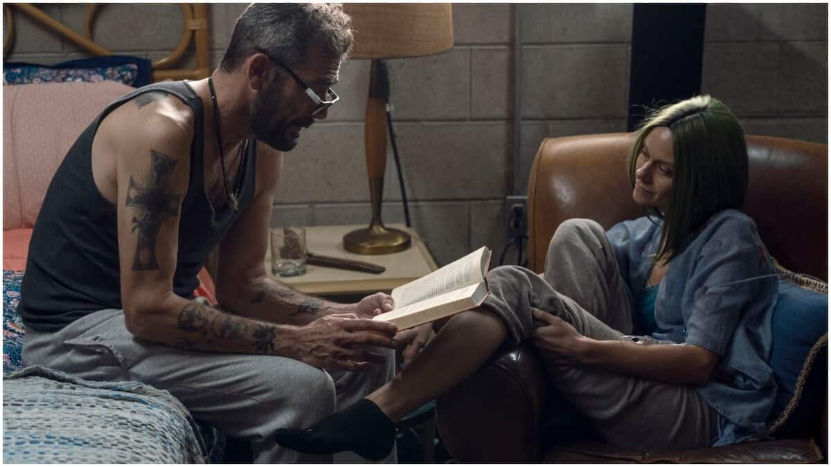 Jeffrey Dean Morgan as Negan and Hilarie Burton as Lucille, as seen in Episode 22 of AMC's The Walking Dead
