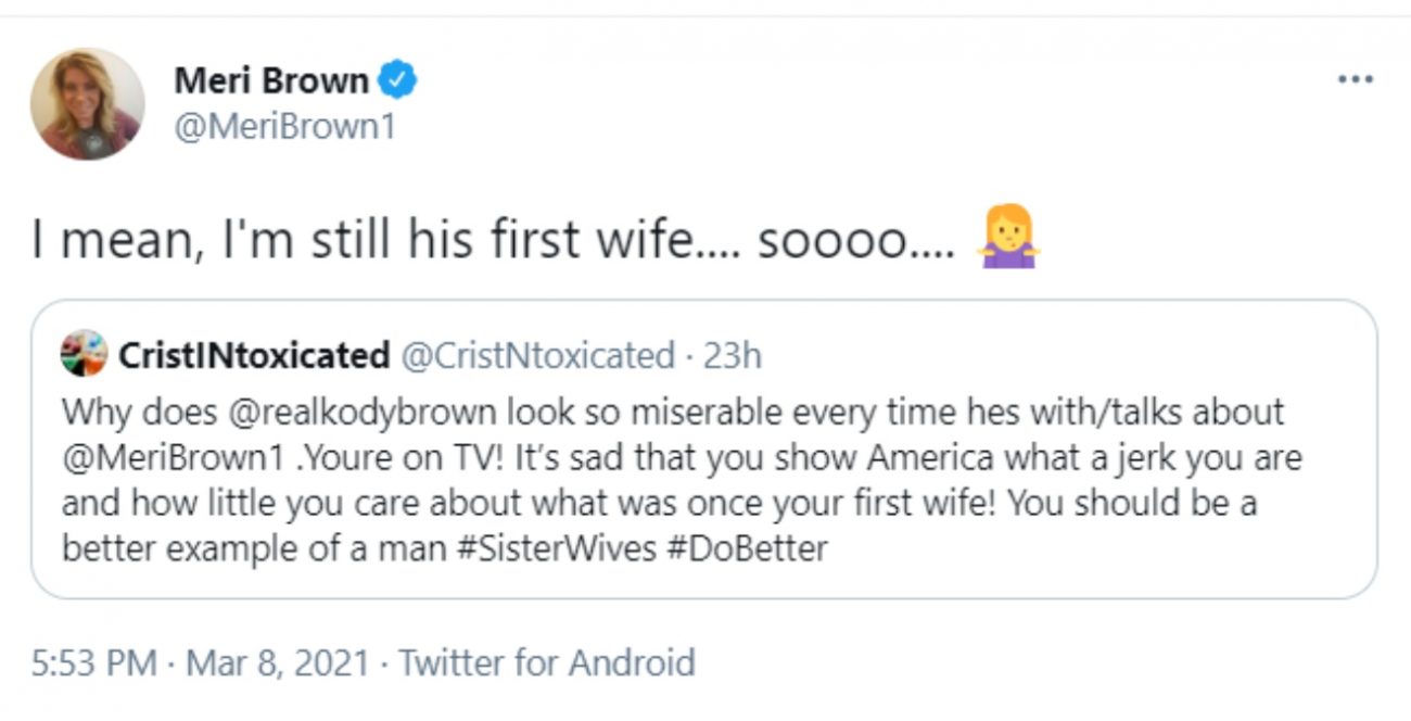 Meri Brown of Sister Wives on Twitter