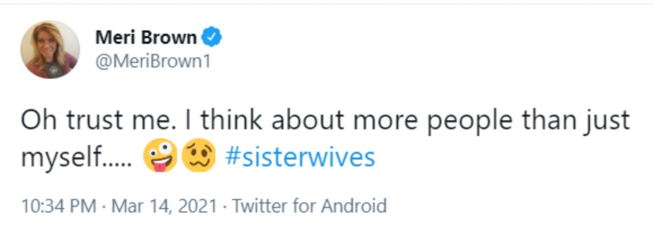 Meri Brown of Sister Wives on Twitter