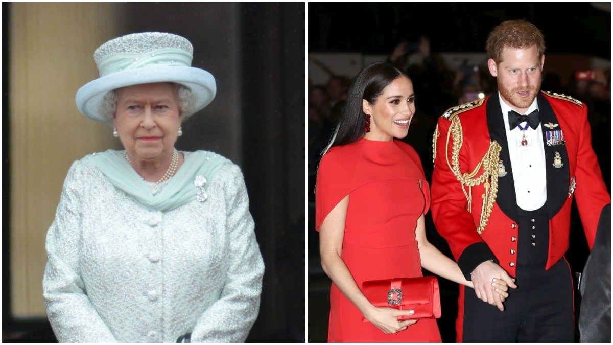 Queen Elizabeth and Prince Harry and Meghan Markle at royal events
