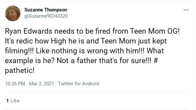 Teen Mom OG fan tweet about Ryan