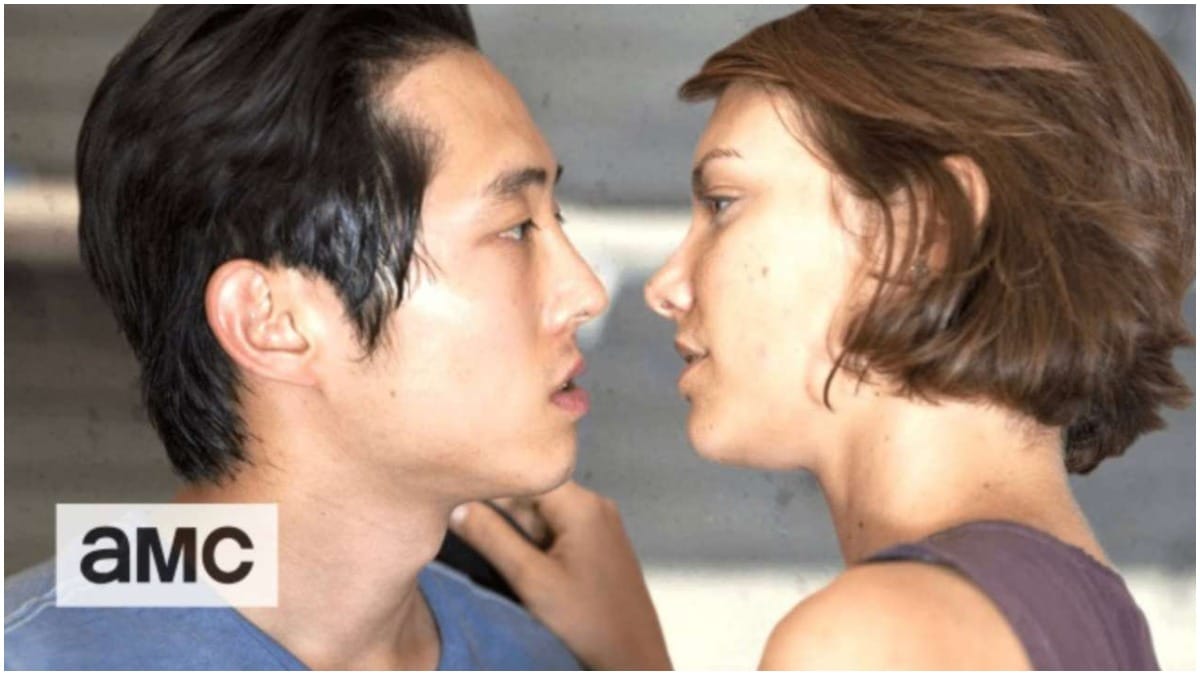 Steven Yeun as Glenn Rhee and Lauren Cohan as Maggie Green, as seen in Season 2 of AMC's The Walking Dead