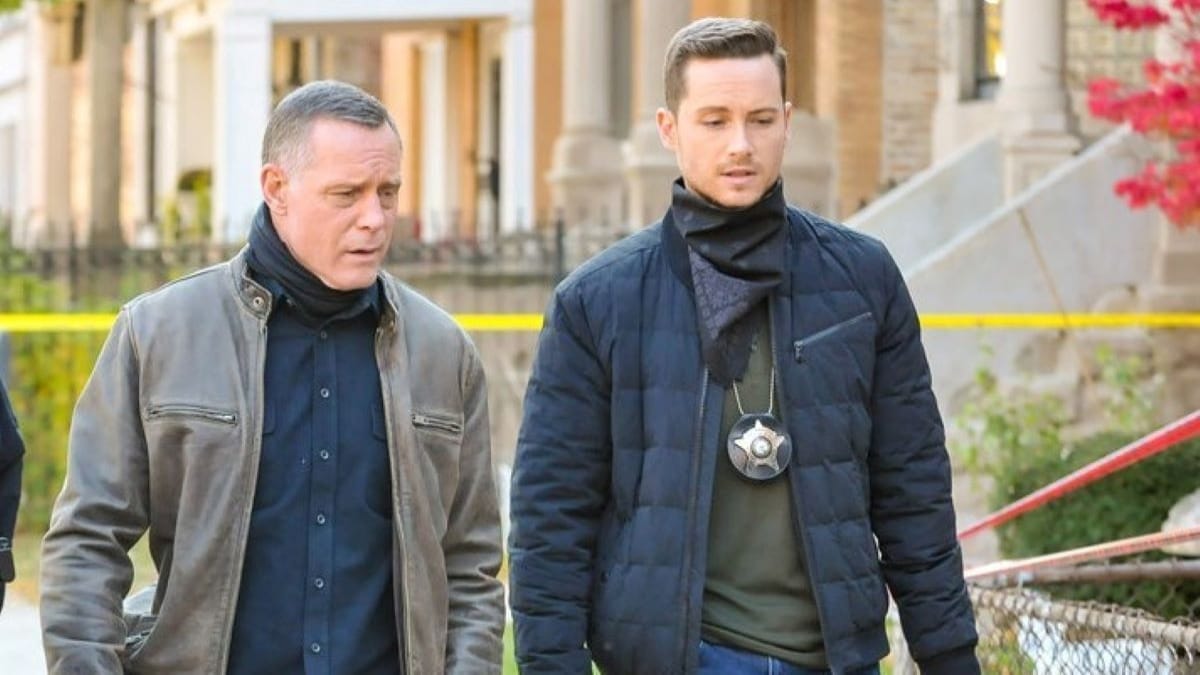 Jason Beghe and Jesse Soffer on the set of Chicago PD