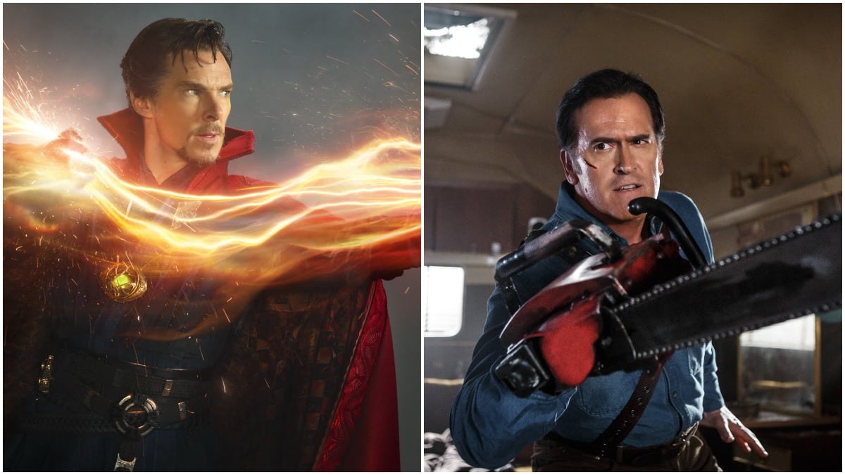 Benedict Cumberbatch as Doctor Strange and Bruce Campbell as Ash in Ash vs. Evil Dead.