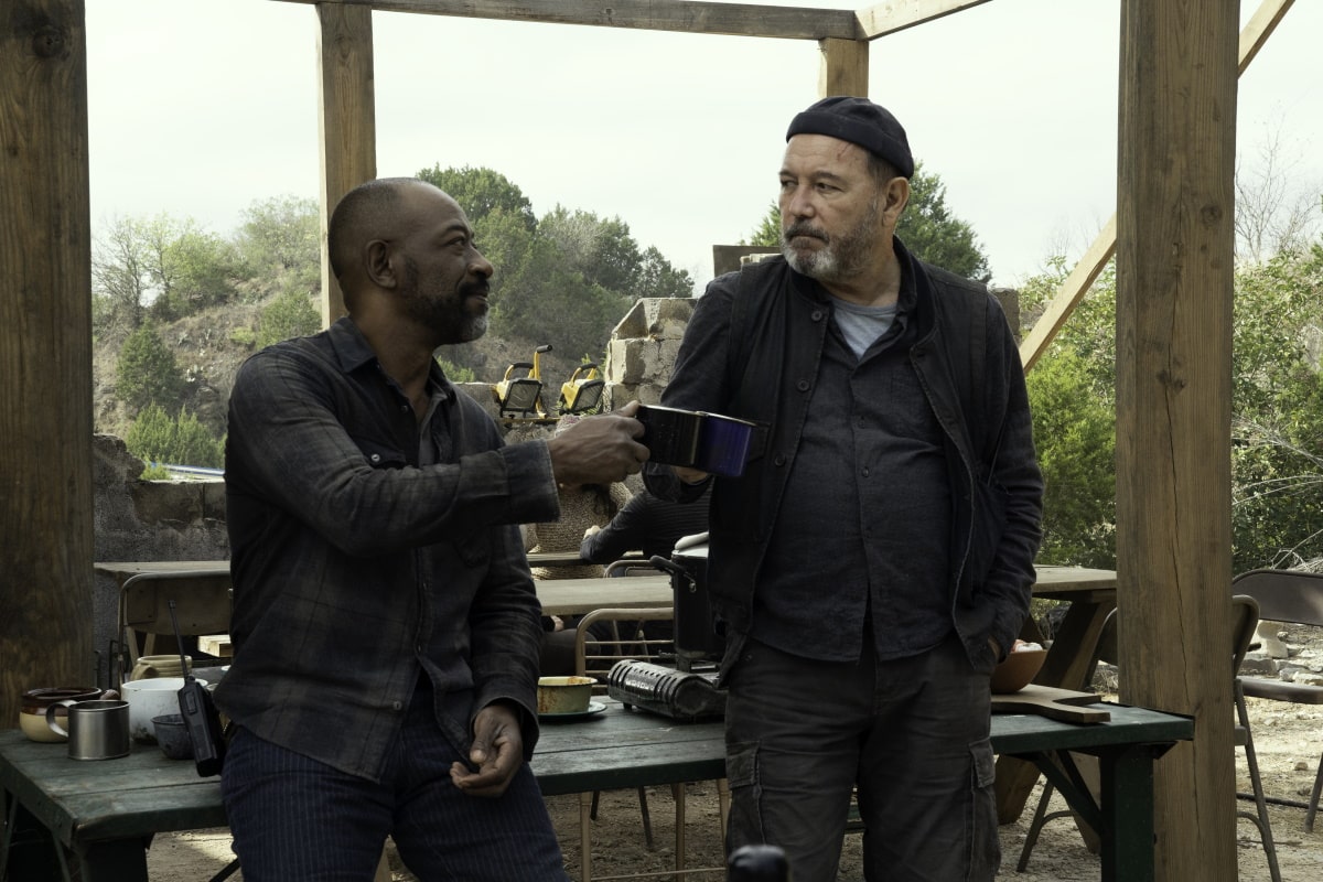 Lennie James as Morgan and Ruben Blades as Daniel Salazar, as seen in Episode 10 of AMC's Fear the Walking Dead Season 6