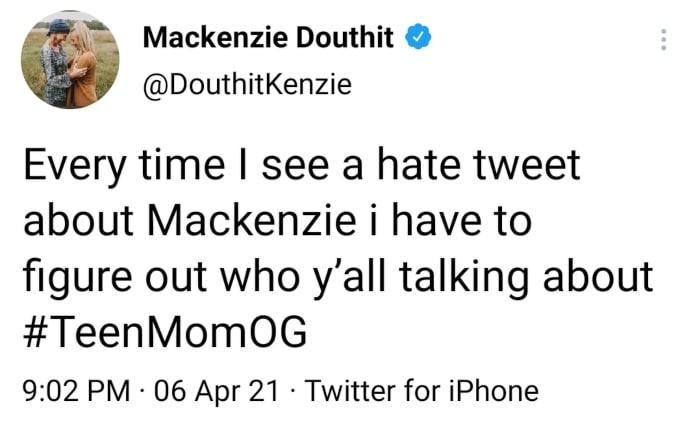Mackenzie McKee of Teen Mom OG on Twitter