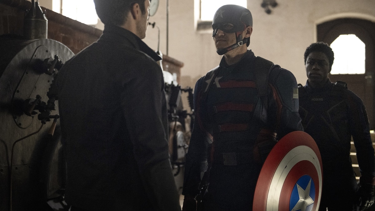 Wyatt Russell, Cle Bennett, and Sebastian Stan in The Falcon and The Winter Soldier. Pic credit:
