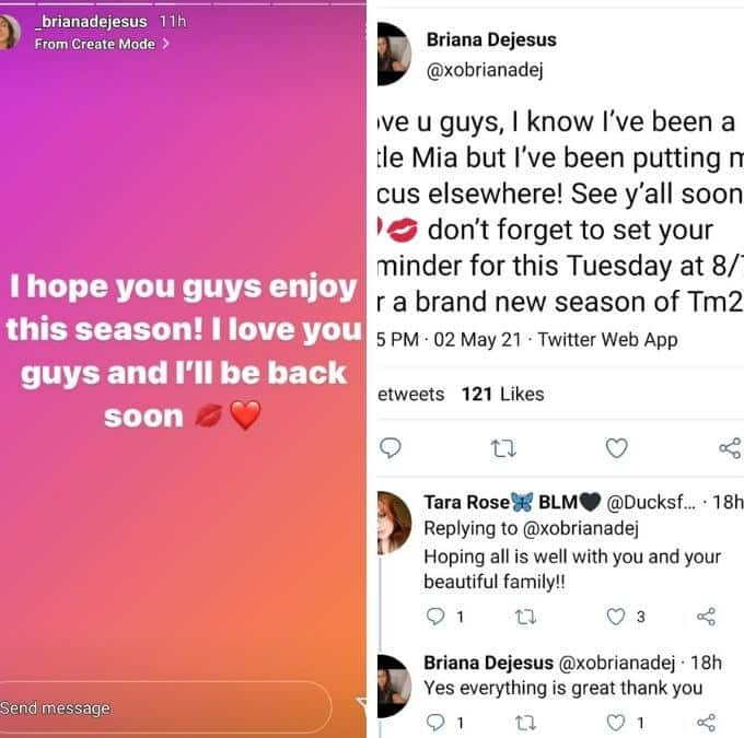 Briana DeJesus of Teen Mom 2 on Instagram and Twitter