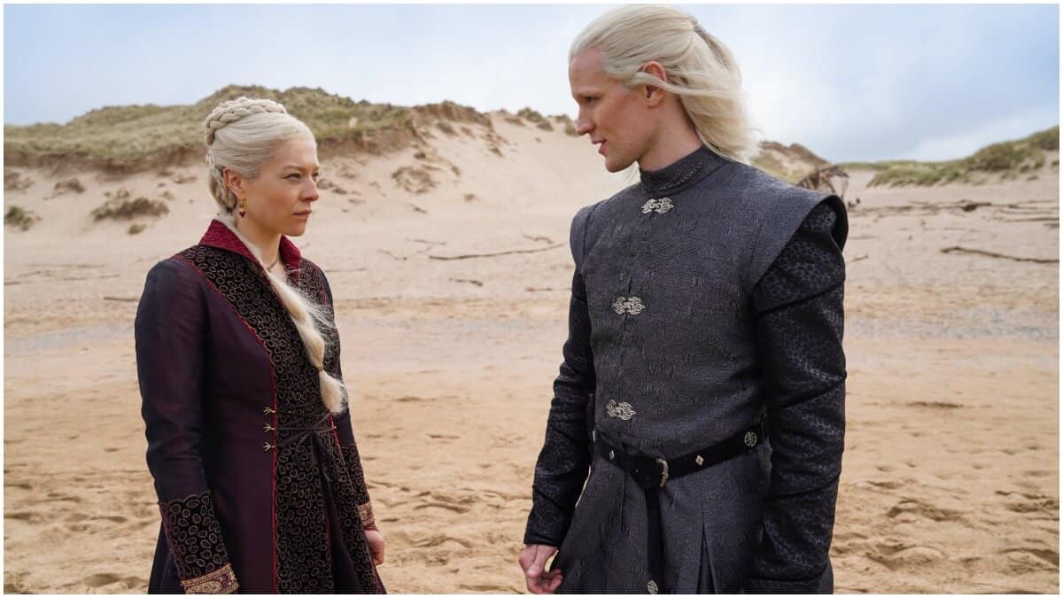 Emma D'Arcy as Princess Rhaenyra Targaryen and Matt Smith as Prince Daemon Targaryen, as seen in HBO's House of the Dragon