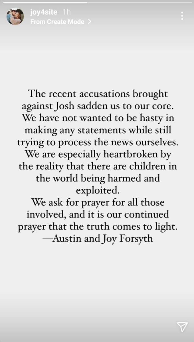 Joy and Austin's statement