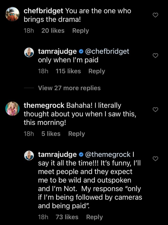 Tamra says she only brings the drama when she's getting paid