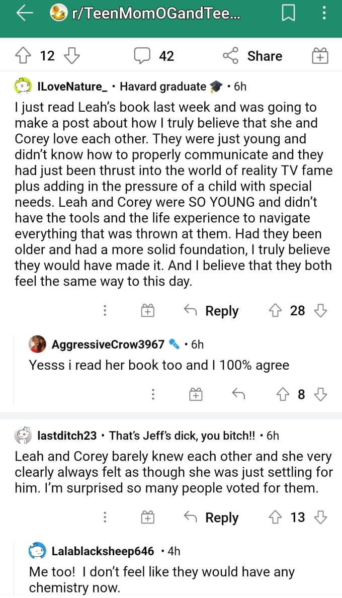Leah Messer and Corey Simms of Teen Mom 2 on Reddit
