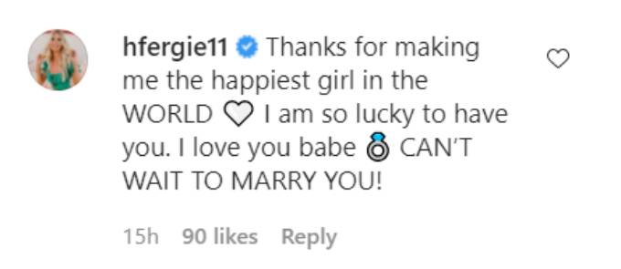 Haley Ferguson comments on her fiance's Instagram post 