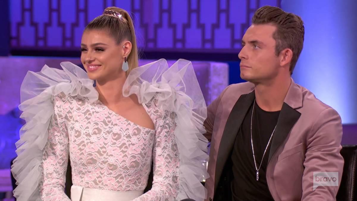 Raquel Leviss and James Kennedy film for the Vanderpump Rules reunion