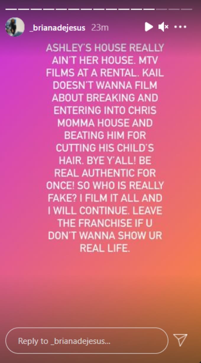 Briana DeJesus of Teen Mom 2 on Instagram