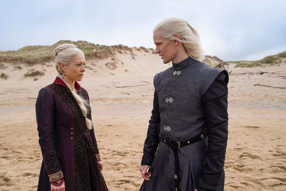 Emma D'Arcy as Princess Rhaenyra Targaryen and Matt Smith as Prince Daemon Targaryen, as seen in Season 1 of HBO's House of the Dragon
