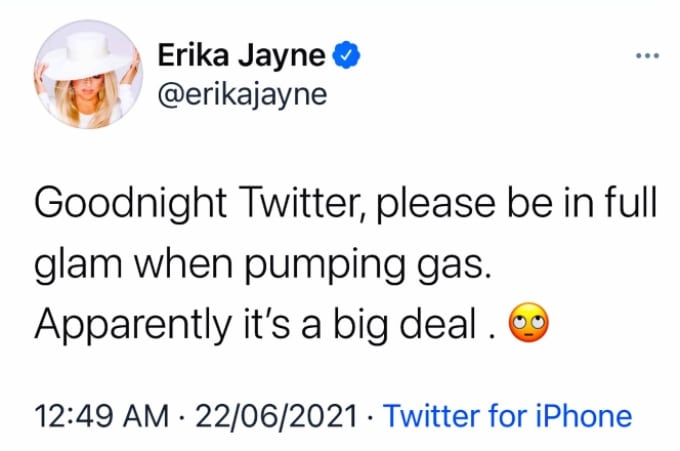 RHOBH star Erika Jayne comments on viral photo of her at the gas station