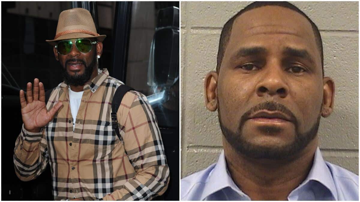 R. Kelly on the street in NY and in a prison mugshot