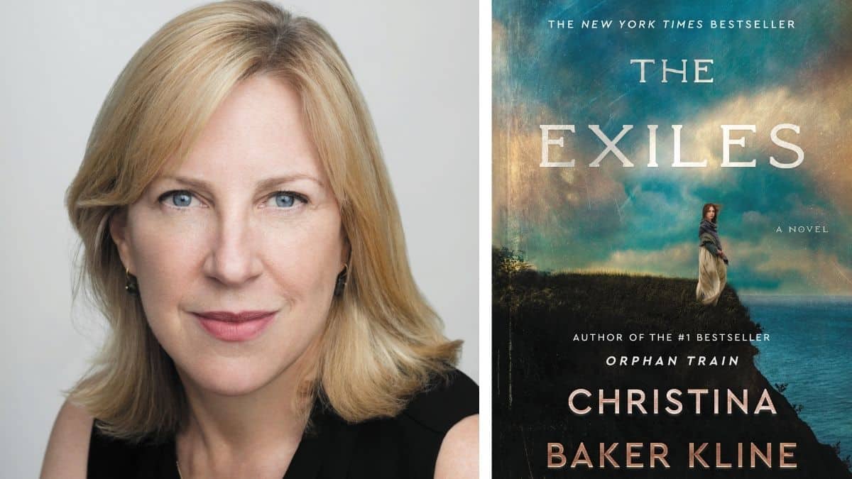 Image of Christina Baker Kline and The Exiles book cover.