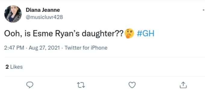 Tweet about Esme's connection to Ryan. 