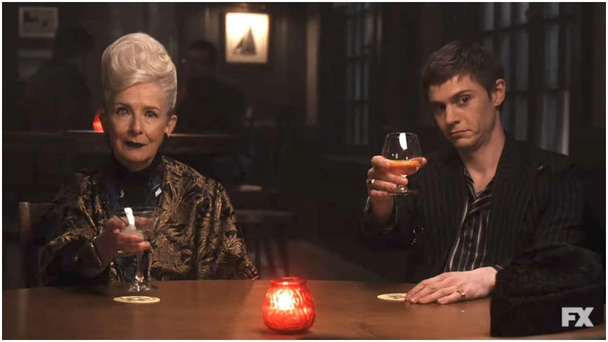 Frances Conway as Belle Noir and Evan Peters as Austin Somers, as seen in Episode 1 of FX's American Horror Story: Double Feature