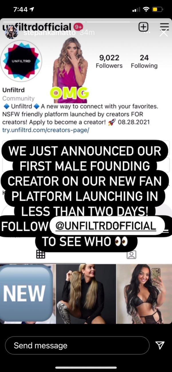 Stephanie Matto teases first male creator on her website 