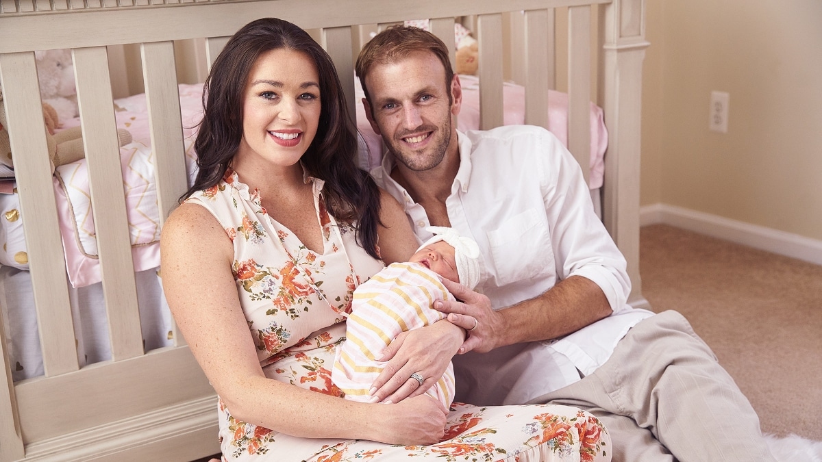 MAFS Jamie and Doug hold their new baby, Henley