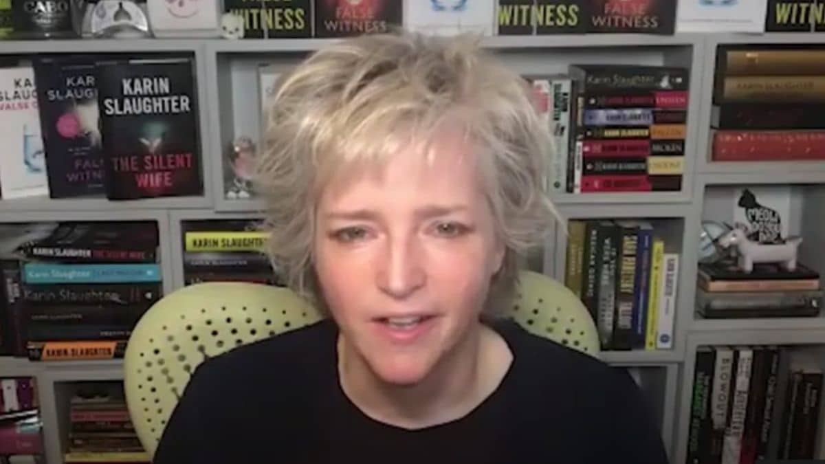 Screenshot of Karin Slaughter from interview