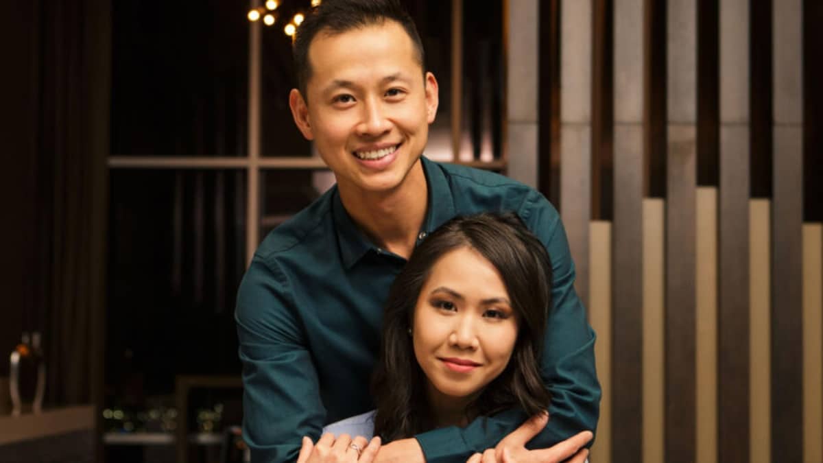 MAFS Bao and Johnny pose together for a promo photo