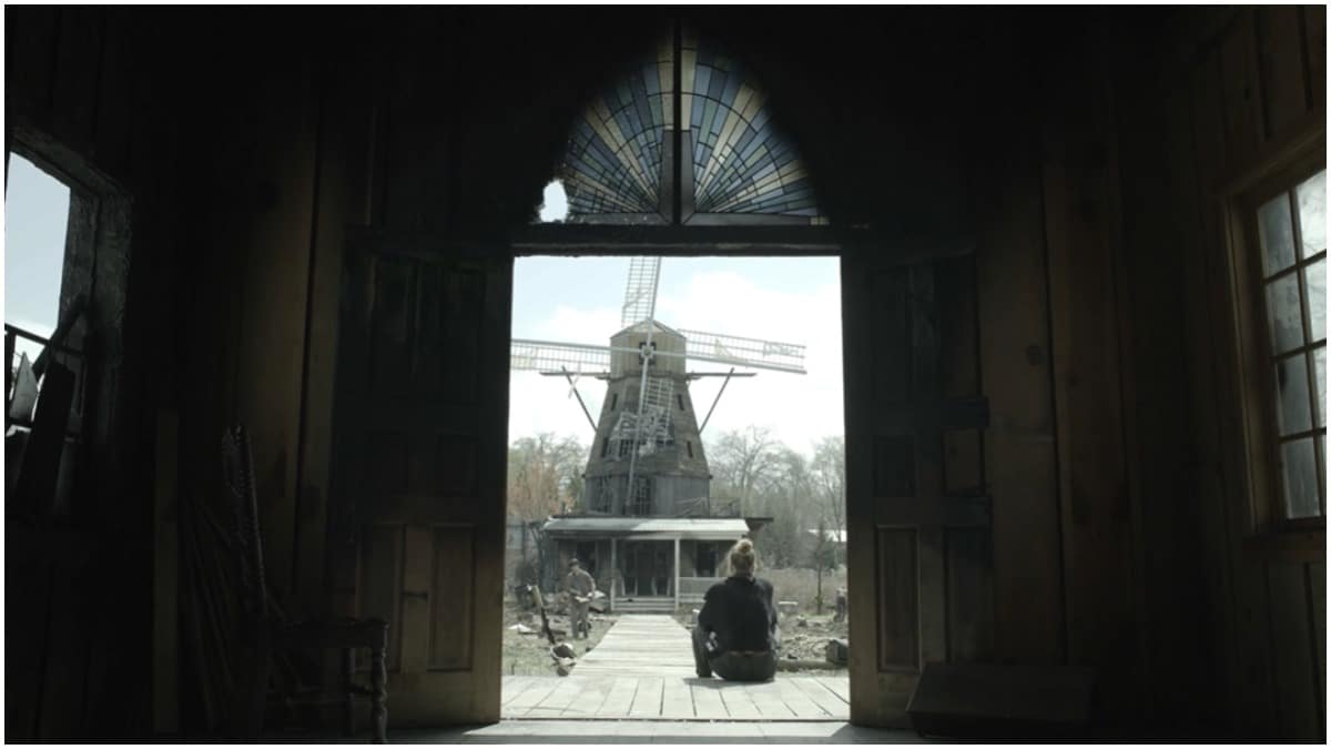 A view of the windmill in Alexandria, as seen in the Season 11 trailer for AMC's The Walking Dead
