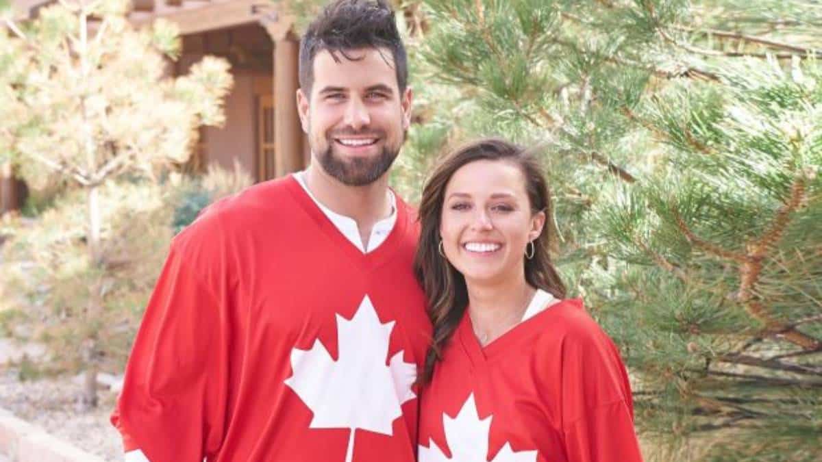 Katie Thurston and Blake Moynes show off their Canadian pride
