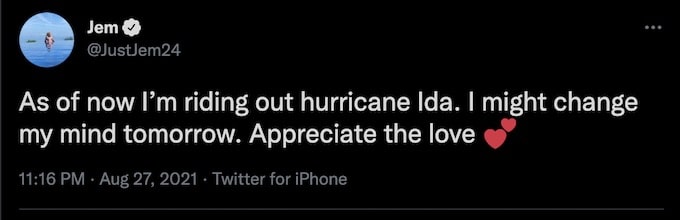 the challenge star jemmye carroll tweets about hurricane ida