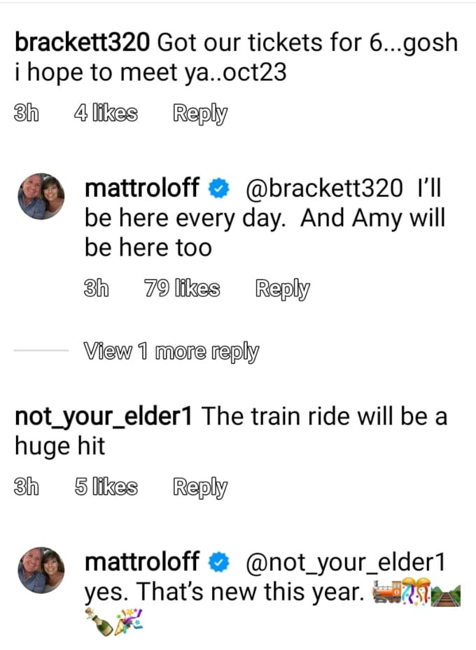 matt roloff confirmed on instagram that amy roloff and the train will be at pumpkin season this year on roloff farms