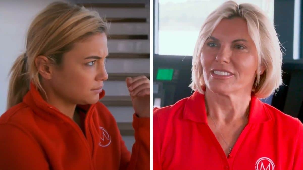 Malia White from Below Deck Mediterranean dishes Captain Sandy Yawn as drama unfolds onscreen.