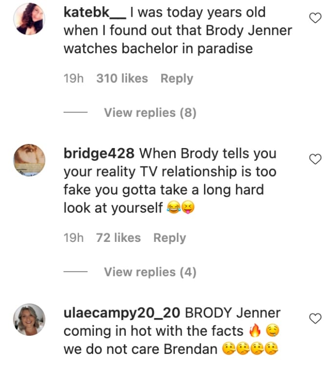 Instagram comments on Brody Jenner's video 