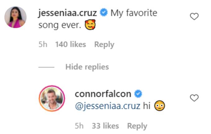 Jessenia Cruz's comment on Connor Brennan's Instagram post