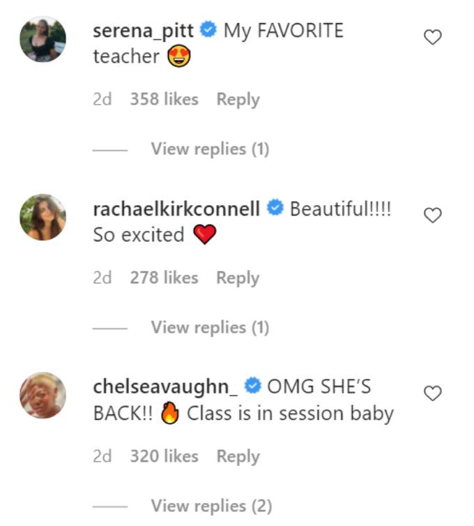 Instagram comments on Michelle Young's post.