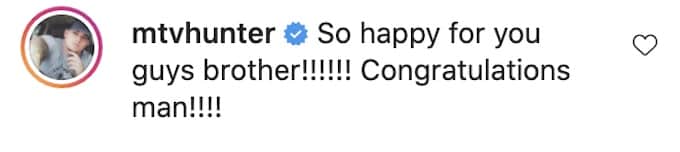 hunter barfield of the challenge comments zach nichols baby on ig