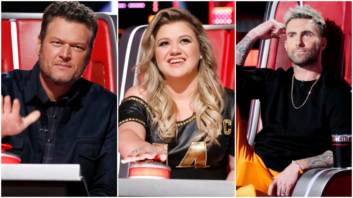 Blake Shelton, Kelly Clarkson, and Adam Levine on The Voice