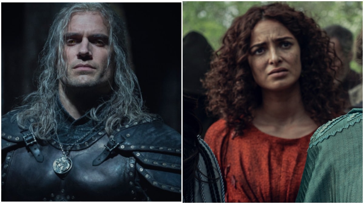 Henry Cavill as Geralt of Rivia and Anna Shaffer as Triss Merigold, as seen in Netflix's The Witcher