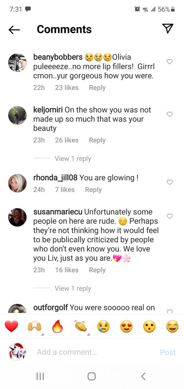 Olivia IG comments