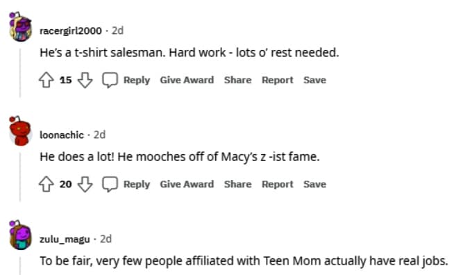 teen mom og fans discussed taylor mckinney's career on reddit