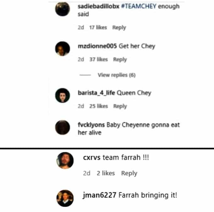 teen mom fans showed split support for farrah and Cheyenne on instagram