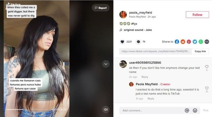 Paola's TikTok with comments